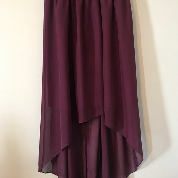 Juniors Maroon & Black High/Low Dress With Lace Overlay @ Top Size Small - Picture 5 of 6